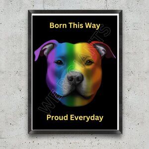 Born This Way Pit Bull Art Print from Painting | Size 11”x14” with Frame